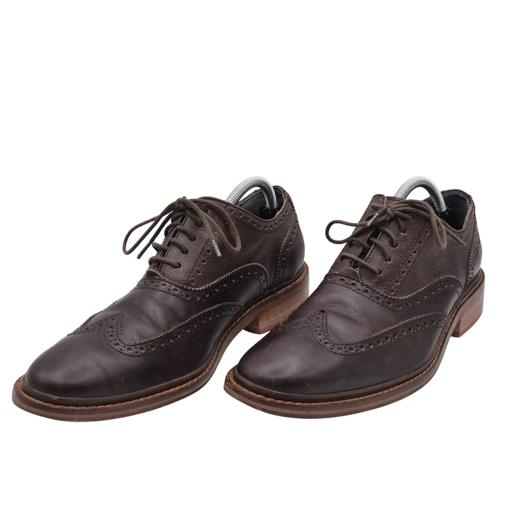 Cole Haan Wingtip Oxford Shoes Mens Size 10.5 Brown Leather Brogue Casual Dress
